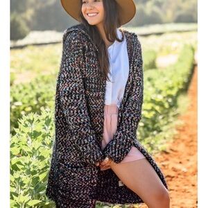 NWT Lovestitch Black Multicolor Knit Cardigan